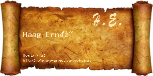 Haag Ernő névjegykártya